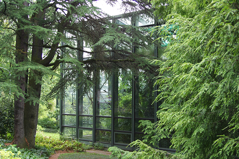 Botanischer Garten/Gebäude/Glashaus/Seitenansicht