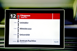 Stadt bern/Transport/Bildschirm in Bus/Länggassstrecke