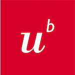 Logo der Universität Bern, weiss auf rotem Grund.