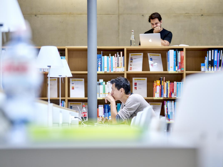 Students in the library