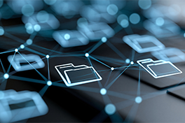 Zu sehen ist eine digitale Darstellung von einem Datennetzwerk