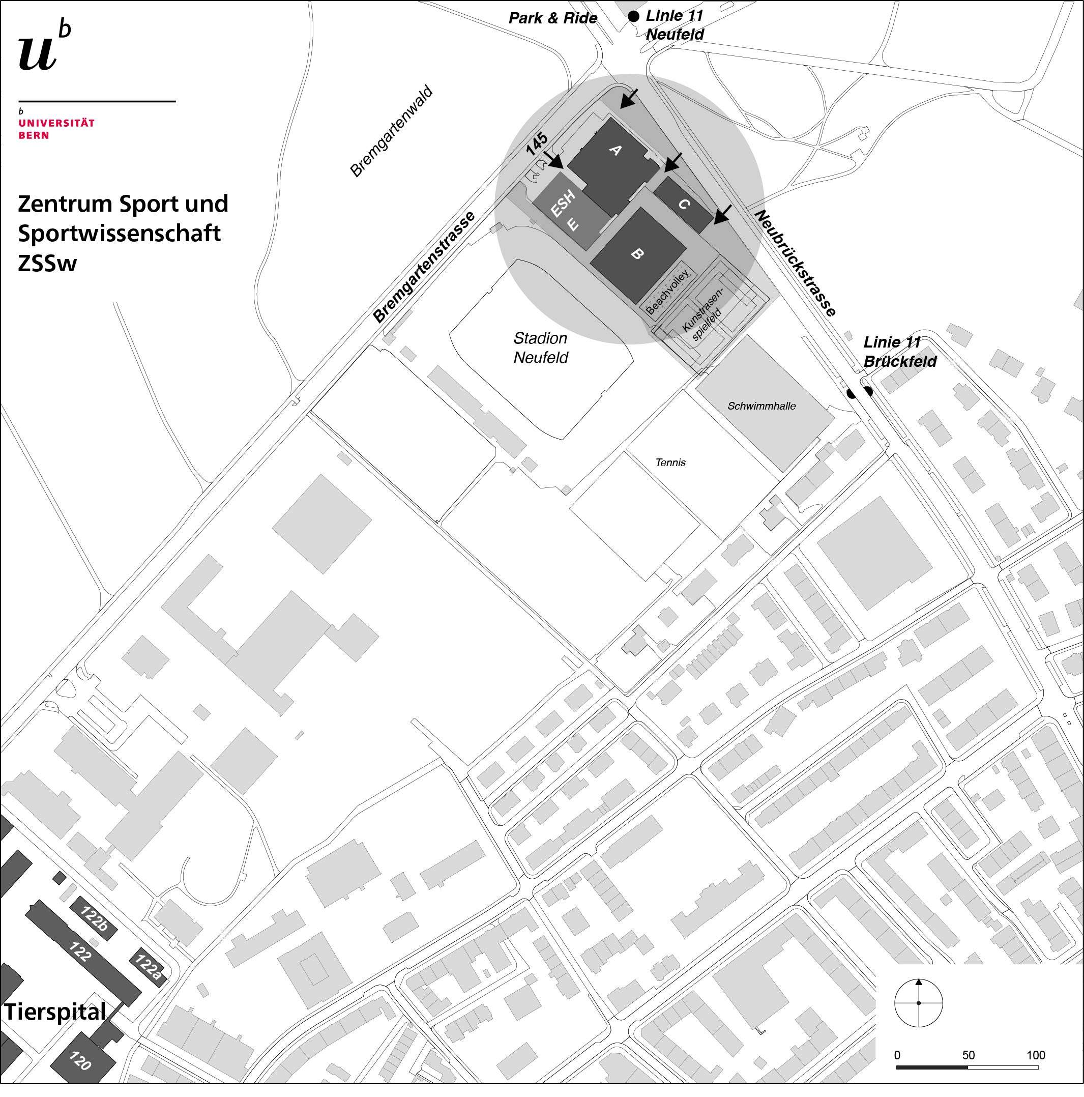 Lageplan Zentrum Sport und Sportwissenschaft