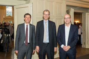 Siegfried Nagel (Dekan der Philosophisch-humanwissenschaftlichen Fakultät Universität Bern), Jan Palmowski (Generalsekretär The Guild of European Research-Intensive Universities), Achim Conzelmann (emeritierter Professor für Sportwissenschaft)