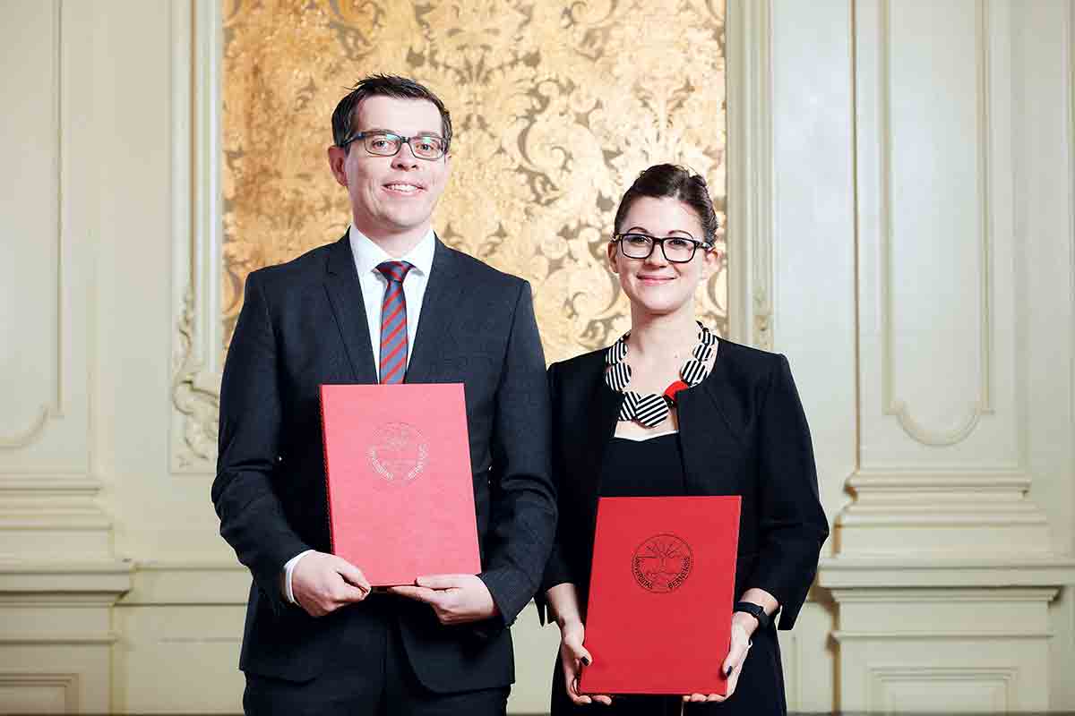 Ulrich Baumgartner und Manon Karin Schweinfurth, Preisträger und Preisträgerin Dr. Lutz Zwillenberg-Preis